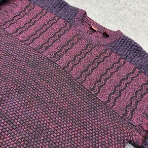 Bachrach Sweater Mens M Purple Pink Textured Knit Grandpa Vintage 90s Wool